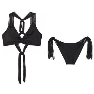 New! Victoria’s Secret archives black fringe bikini 4850